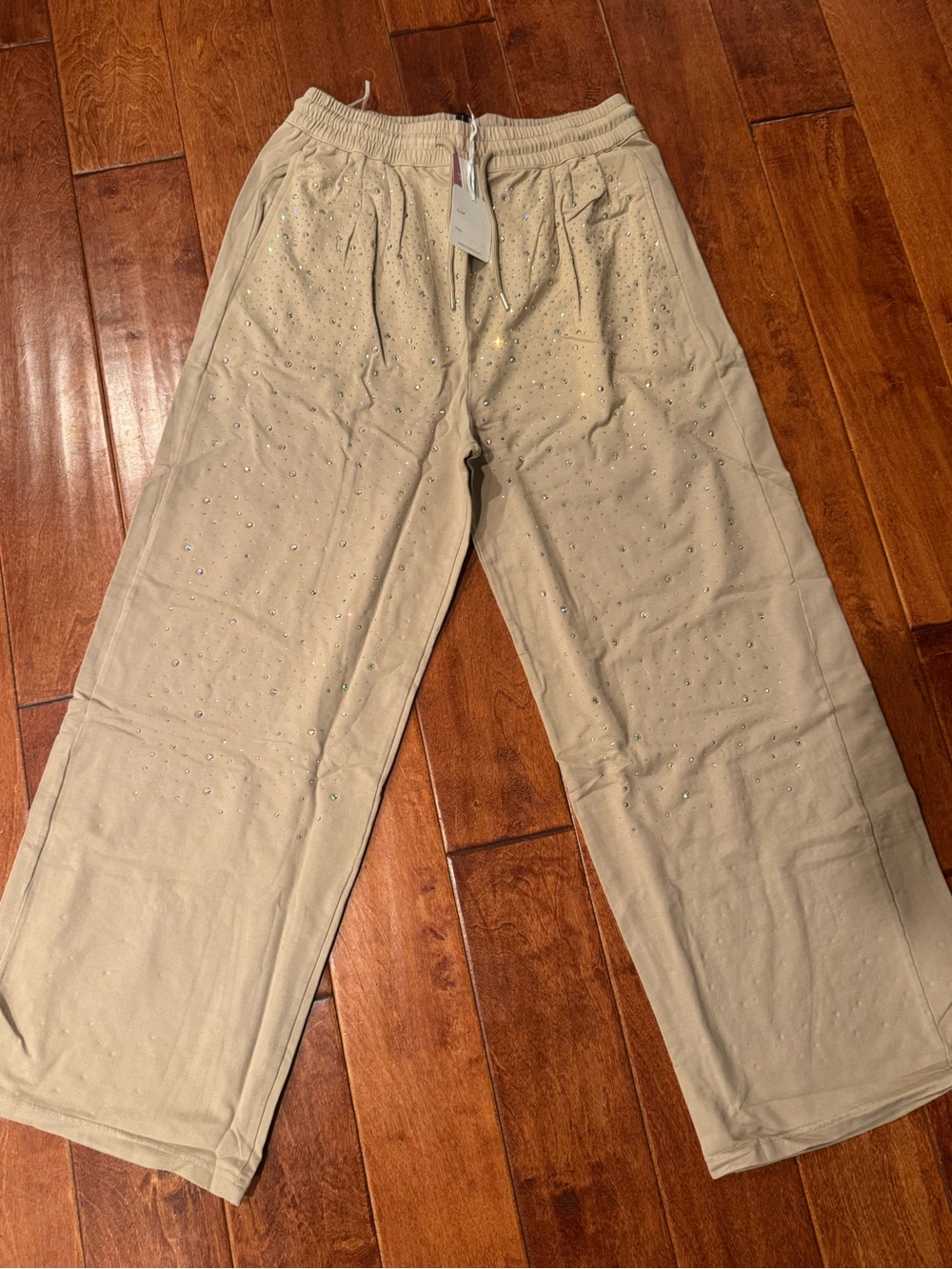 DAVI & DANI Tan Women's Jogger Pants with Sparkle Embellishments
